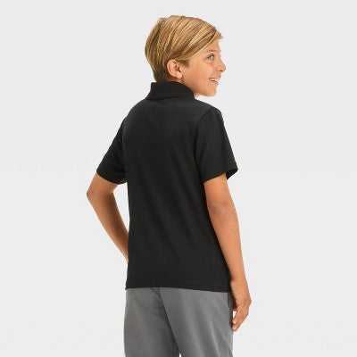 Boys' Short Sleeve Performance Uniform Polo Shirt - Cat & Jack Black XS
