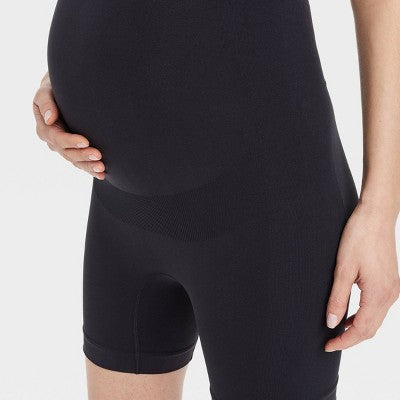 Shapewear Bike Shorts Maternity - Isabel Maternity by Ingrid & Isabel Black L: Over Belly Seamless Shorts