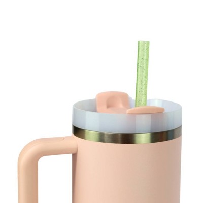 CharCharms 6pk 40oz Glitter Water Bottle Straws: Reusable Polypropylene Straws for Hot & Cold Beverages, Dishwasher-Safe