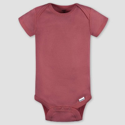 Gerber Baby 5pk Short Sleeve Onesies - Brown 3-6M: Cotton Knit Bodysuits, Pullover & Crotch Snap, Machine Washable