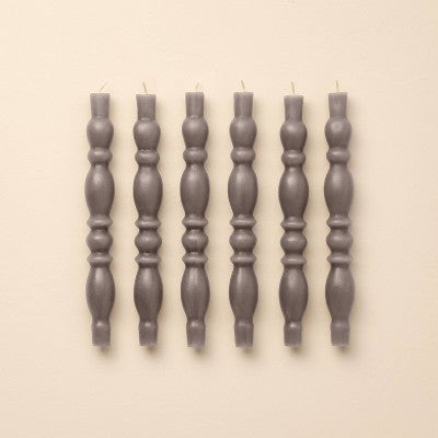 6pk 10" Spindle Taper Candles Gray - Hearth & Hand with Magnolia