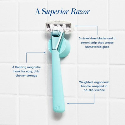 Athena Women's 5 Blade Reusable Razor Kit - Mint
