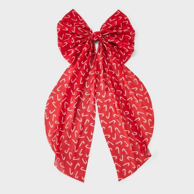 Christmas Candy Cane Bow Hair Clips and Pins - Red