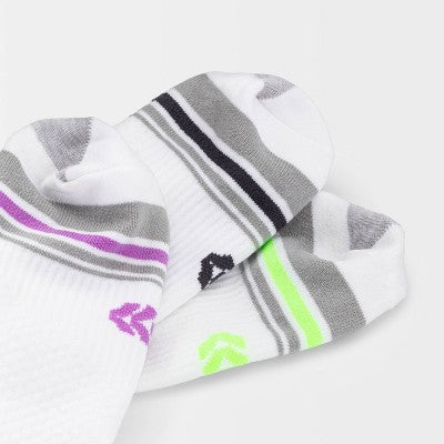 Women's Lightweight Striped Toe 3pk No Show Athletic Socks - All in Motion - White 4-10