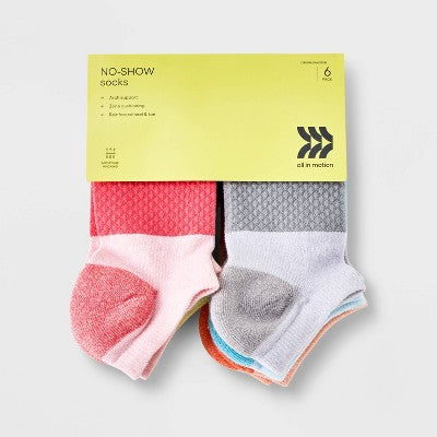 Kids' 6pk No Show Socks - All In Motion L