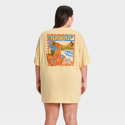 Women's Oversized T-Shirt Pajama Dress Wild Fable Yellow 2XL