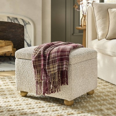 Fall Plaid Woven Throw Blanket Burgundy/Cream - Hearth & Hand with Magnolia