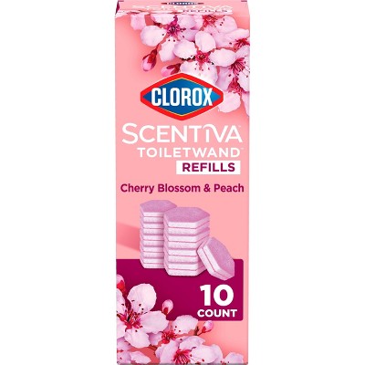 Clorox Scentiva Cherry Blossom & Peach ToiletWand Refill - 10ct: Ammonia-Free, Compatible With Clorox ToiletWand