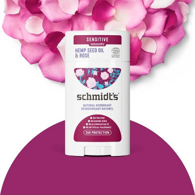 Schmidt's Rose + Black Pepper Aluminum-Free Hemp Seed Oil Natural Deodorant Stick - 2.65oz