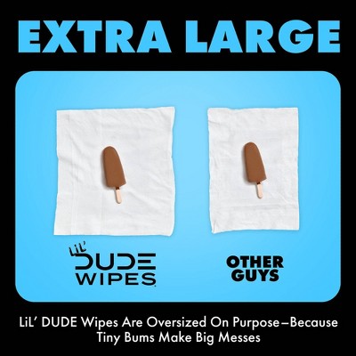 DUDE Wipes LiL' DUDE 99% Water Flushable Wipes for Kids, Unscented, Extra Large for Potty Training - 126ct