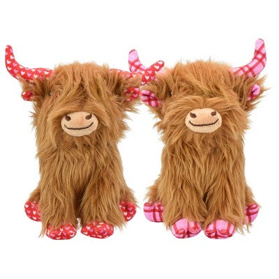 Multipet Highland Cow Interactive Plush Plaid Dog Toy
