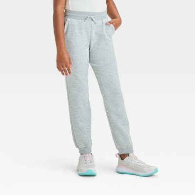 Girls' Fleece Jogger Pants - All In Motion Heather Gray S