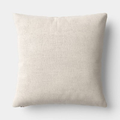 Square Chunky Linen Pillow with Exposed Zipper Brown - Threshold