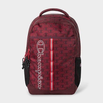 Champion Center Backpack - Dark Red Logo AOP