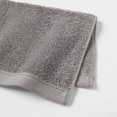 8pk Antimicrobial Washcloth Set Gray - Room Essentials: Midweight Cotton Terry, Machine Washable