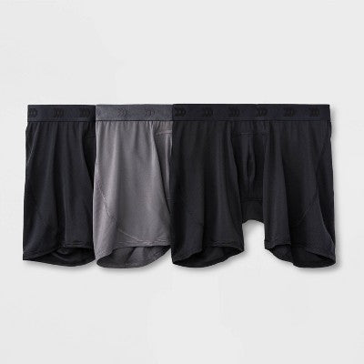 Men's Jersey Mesh Performance 3pk Boxer Briefs - All In Motion Black/Fitness Gray/Black XL