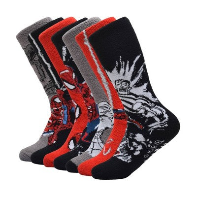 Men's Spider-Man Cozy Socks 7 Pack - Black 6-12