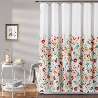 72"x72" Clarissa Floral Shower Curtain Turquoise/Tangerine - Lush Decor