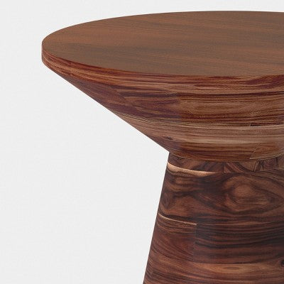 Acacia Wood Round Modern Sculptural Patio End Table Brown - Threshold