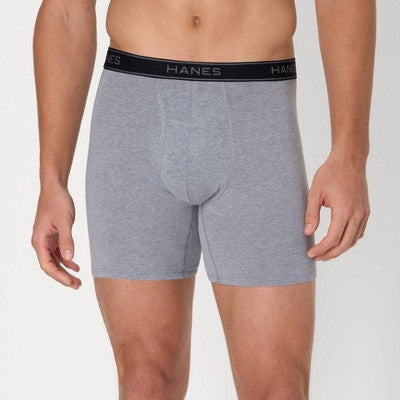 Hanes Premium Men's Cotton Stretch Boxer Briefs - Gray/Blue S