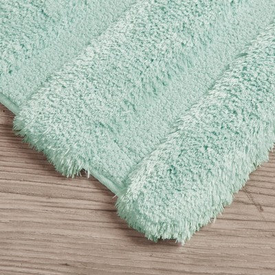 Madison Park 17"x24" Tufted Pearl Channel Solid Bath Rug Seafoam: Machine Washable, Latex Backing, OEKO-TEX Certified