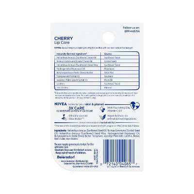 NIVEA Lip Cherry Tinted Lip Balms - 0.34oz/2ct: Moisturizing, Stick Form