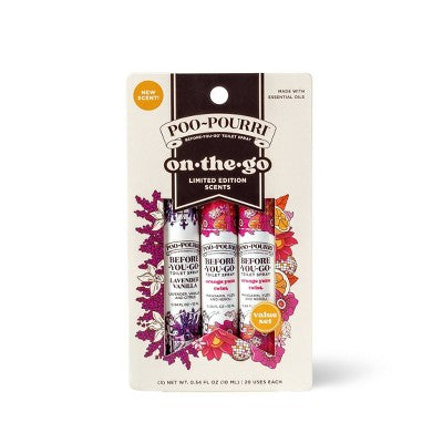 Poo-Pourri 3pk Spring 2025 Edition 'On The Go' Toilet Spray 10ml