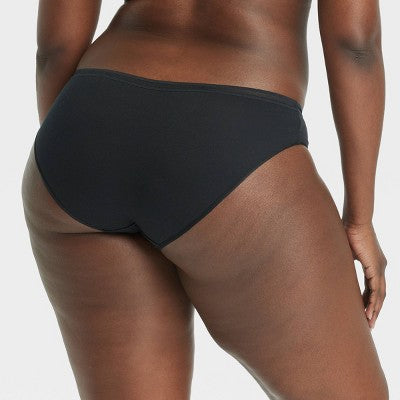 Women's 6pk Cotton Stretch Bikini Underwear - Auden Assorted Neutral L: Mid Rise, Knit Jersey