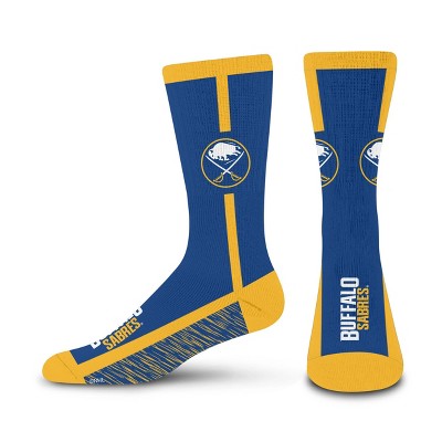 NHL Buffalo Sabres Rise Up Crew Socks - Large: Cushioned Heel & Toe, Knit Fabric