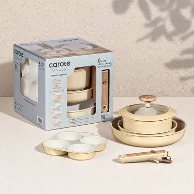 Carote 6pc Ceramic Nonstick Detachable Cookware Set Yellow