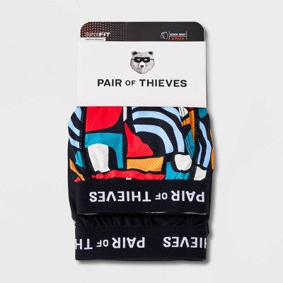 Pair of Thieves Men's Solid/Abstract Print Super Fit Boxer Briefs 2pk - Orange/Red/Black XL
