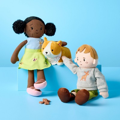 15" Soft Toddler Brown Hair Doll - Gigglescape: Straight Hair, Polyester Material, Character Theme
