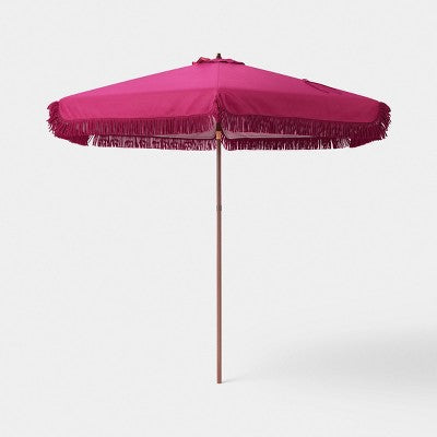 7.5" Round Fringe Valance Outdoor Patio Umbrella Rose Pink - Threshold (LOCAL PICKUP ONLY)