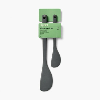 2pc Silicone Spatula Set Dark Gray - Figmint: Kitchen Utensil Set, Dishwasher-Safe, Adult Cooking Tools