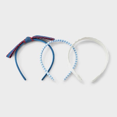 Girls' 3pk Americana Scallop Striped Headband Set - Cat & Jack Red/White/Blue