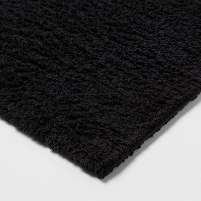 20"x34" Performance Plus Cotton Reversible Bath Rug/Runner Black - Threshold: Machine Washable, Tufted, Low Pile, OEKO-TEX Certified