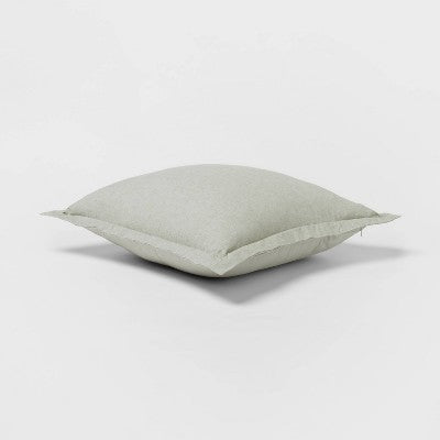 Euro Cotton Linen Blend Chambray Decorative Throw Pillow Moss Green - Threshold: Indoor Square Cushion, Zipper Closure, OEKO-TEX Certified (LOCAL PICKUP ONLY)
