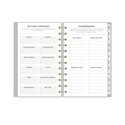The Everygirl Planner 2025 Weekly/Monthly Planner 6.3"x4.33" Wirebound Solid Soft Sage: Adult Stationery, Calendar, Tabs