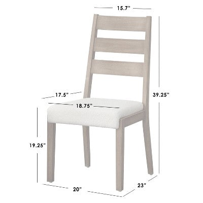 Lifestorey Set of 2 Palmer Farmhouse Ladder Back Dining Chair Off White/Antique Oak (LOCAL PICKUP ONLY)