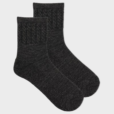Alaska Knits Women's Textured Cable Wool Blend Midweight Boot Socks - Gray 4-10