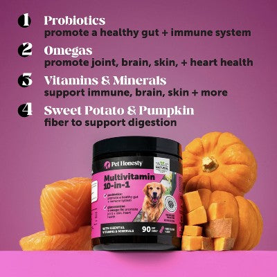 Pet Honesty Multivitamin 10-in-1 Chicken Flavor Supplement for Dog - 60ct