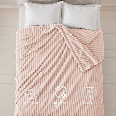 Bedsure Full/Queen Plush Blanket Crystal Pink