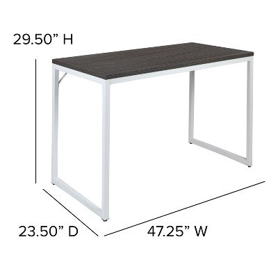 Flash Furniture Tiverton Industrial Modern Desk - Commercial Grade Office Computer Desk and Home Office Desk - 47" Long (Rustic Gray/White) (LOCAL PICKUP ONLY)