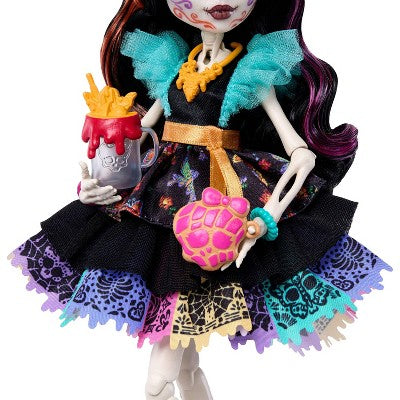 Monster High Skelita Calaveras Fashion Doll in Ruffled Dress with Pet Candelita and 7 Accessories