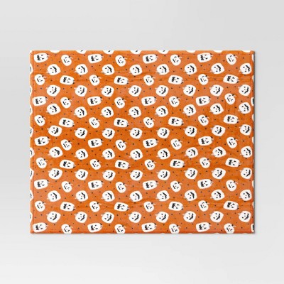 Halloween Pumpkin Throw Blanket Orange - Hyde & EEK! Boutique: Lightweight Knitted Polyester, Machine Washable, 50x60"