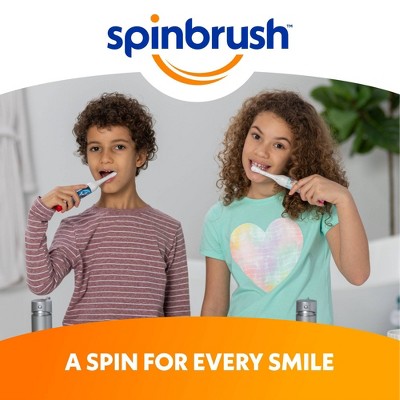 Spinbrush Kids' Superman Electric Toothbrush: Round Head, Soft Nylon Bristles, Battery-Powered, 9.64-Inch Height