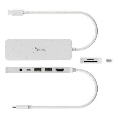 j5create USB-C Multi-Port Hub with Power Delivery: Multiport Adapter, HDMI, 3.5mm Jack