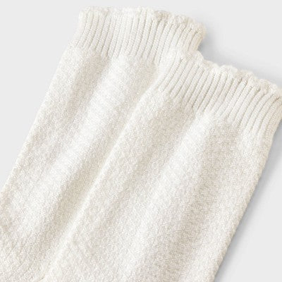 Women's Scalloped Edge Textured Super Soft Crew Boot Socks - Auden Ivory 4-10