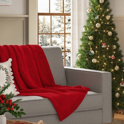 Tree Knit Throw Blanket Red - Threshold