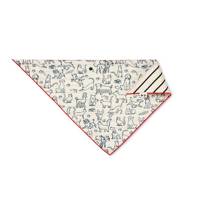 Graphic Print Dog and Cat Bandana - Cream - The Cuddle Collab - XS/S